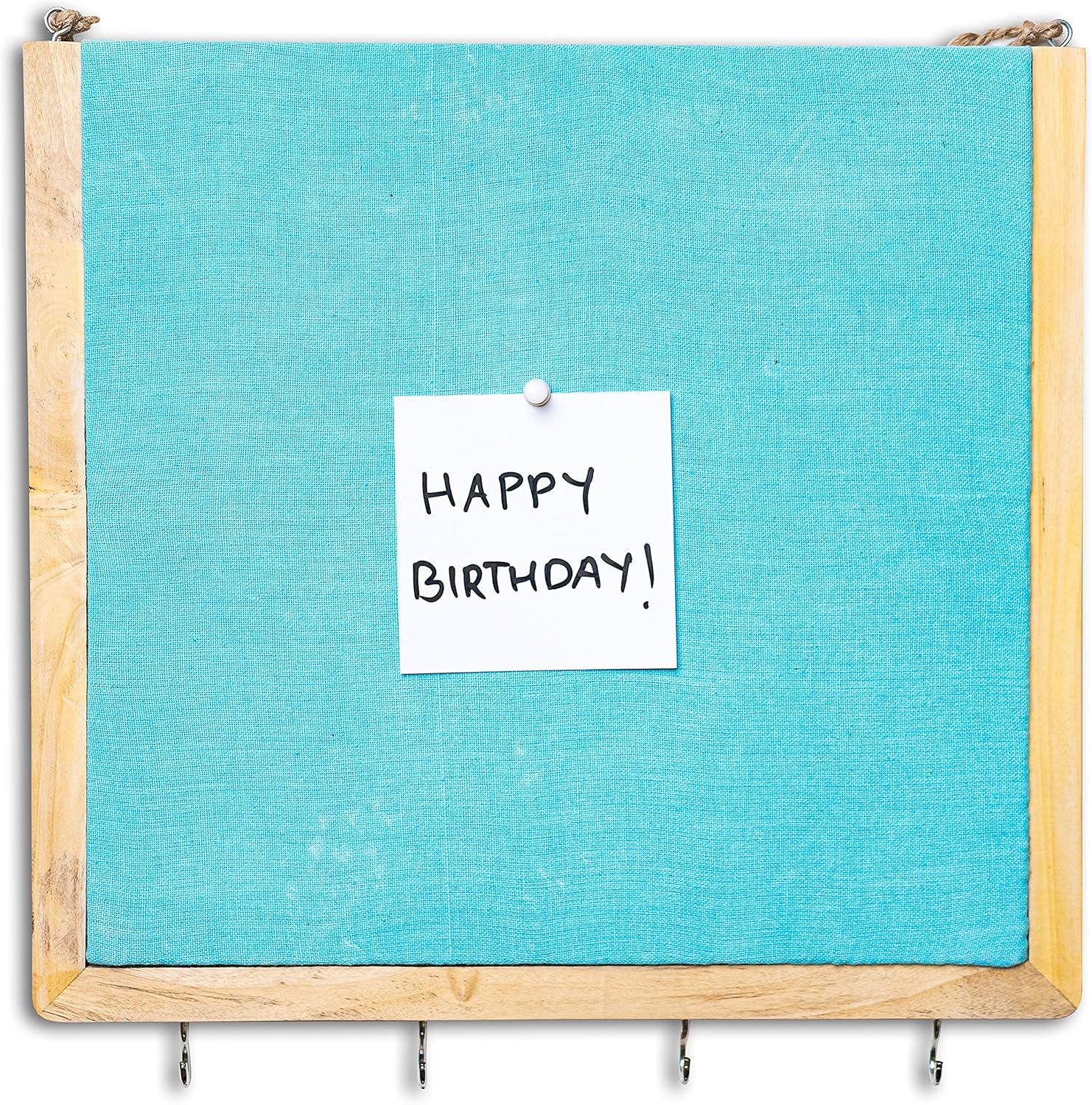 IVEI Wooden Pinboard with Keyhooks - Blue, Brown