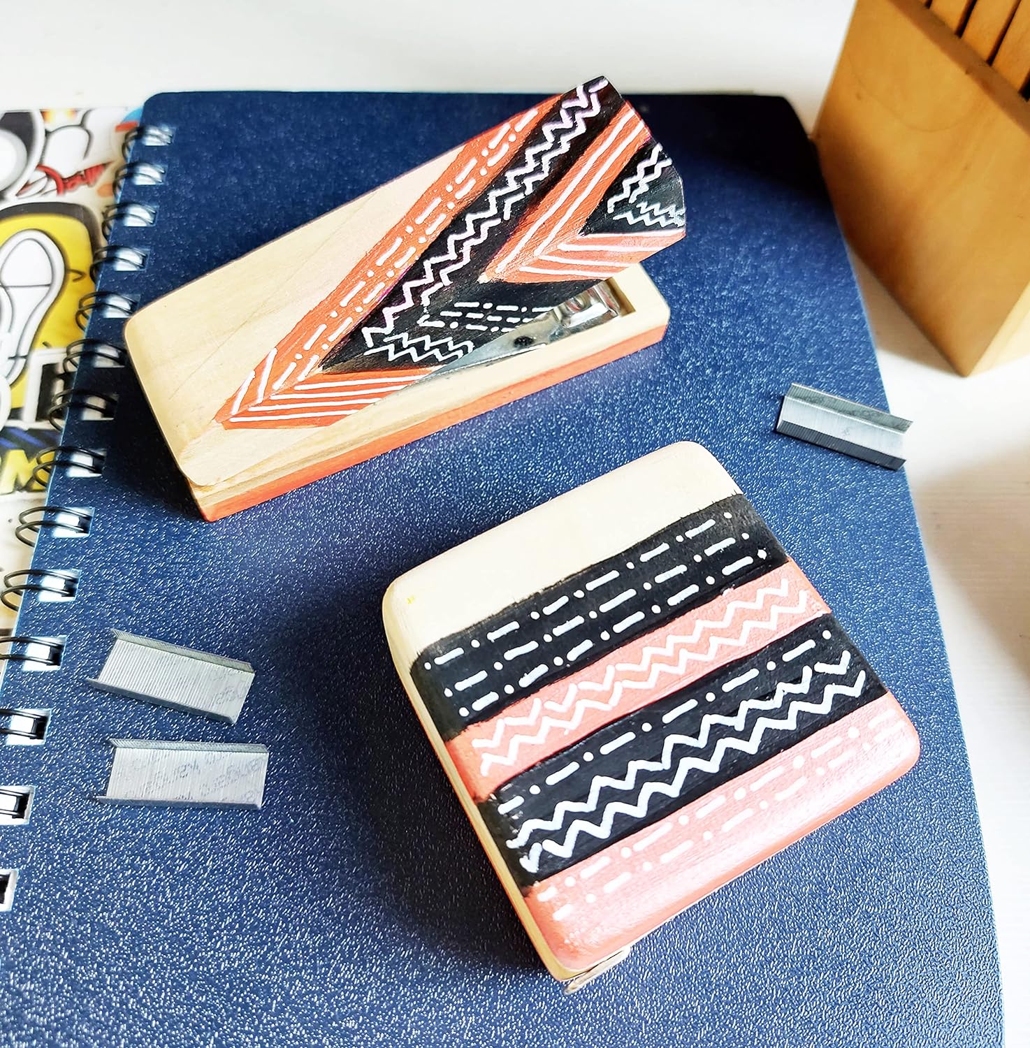 IVEI DIY WOODEN SET OF MEASURING TAPE & STAPLER | DO-IT-YOURSELF STATIONERY | MAKE YOUR OWN KITS FOR RESIN , DECOUPAGE, MANDALA PAINTING and MORE.