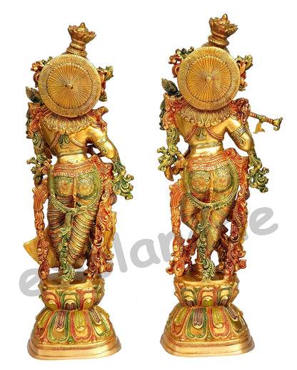 eSplanade - Lord Krishna Kishan Gopal Murti Idol Statue Sculpture - Brass - 29" - Multicolor