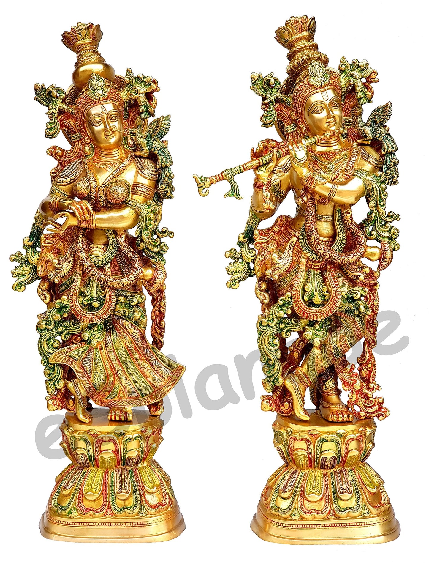 eSplanade - Lord Krishna Kishan Gopal Murti Idol Statue Sculpture - Brass - 29" - Multicolor