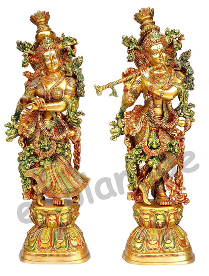 eSplanade - Brass Lord Krishna Kishan Murti Idol Statue Sculpture - 29" Inches - Very Big Size