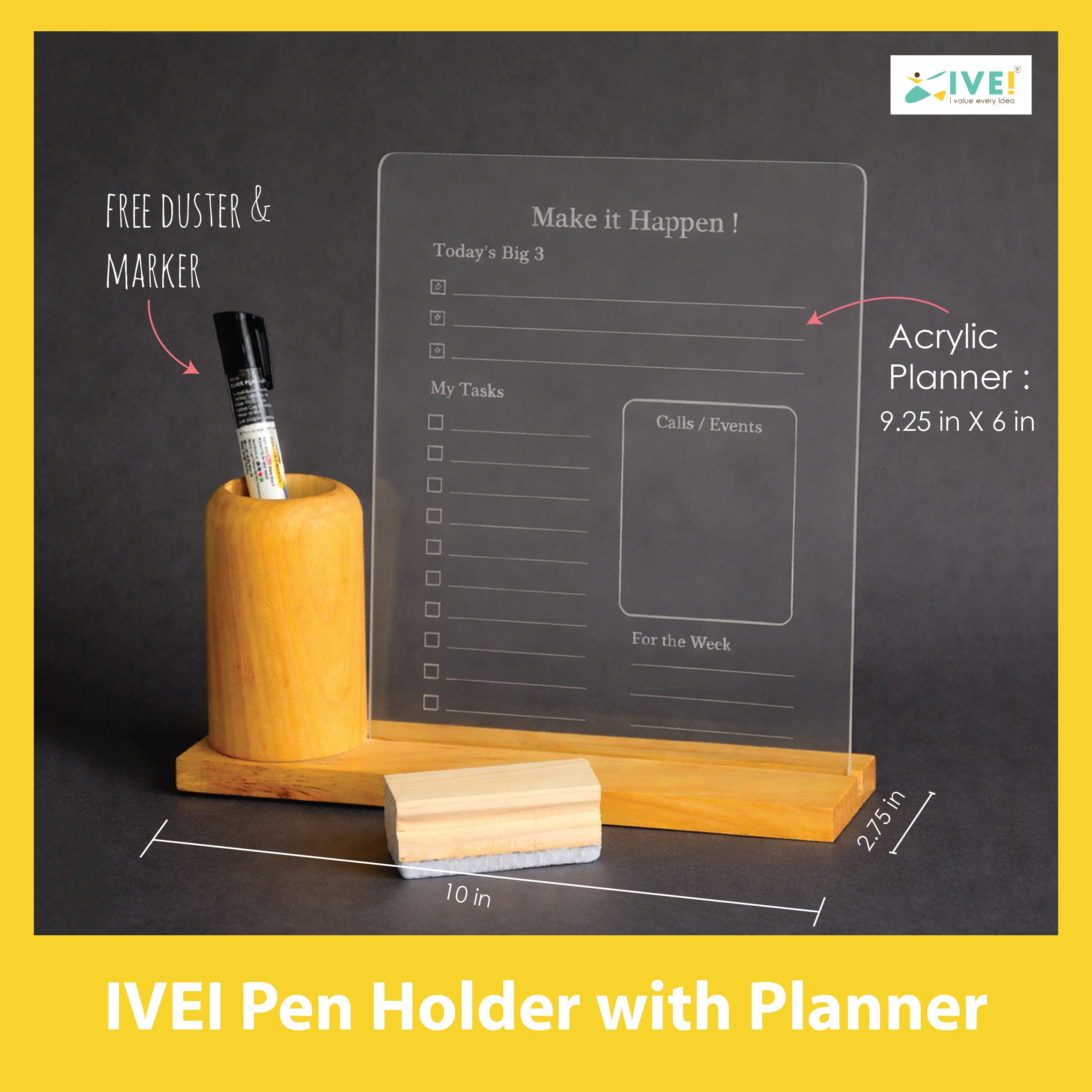 IVEI Minimal Pen Stand with Acrylic Daily Planner