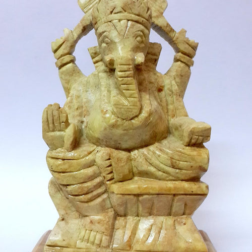 StonKraft Marble Ganesha Idol, 7 Inches, Multicolor