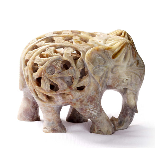 StonKraft Marble Soapstone Carved Elephant - Baby Inside Mother's Tummyarble Soapstone Carved Elephant - Baby Inside Mother's Tummy (5 inches)