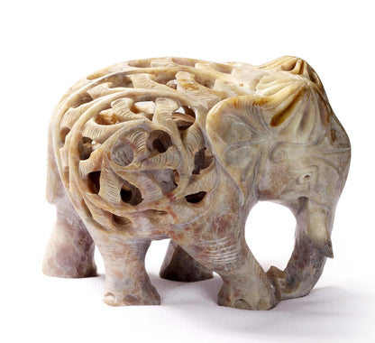 StonKraft Marble Soapstone Carved Elephant - Baby Inside Mother's Tummyarble Soapstone Carved Elephant - Baby Inside Mother's Tummy (5 inches)
