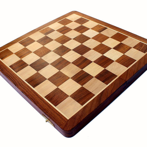 StonKraft Collectible Wooden Folding Chess Game Board Set with Brass Staunton Figure Pieces (14 X 14 Inch)