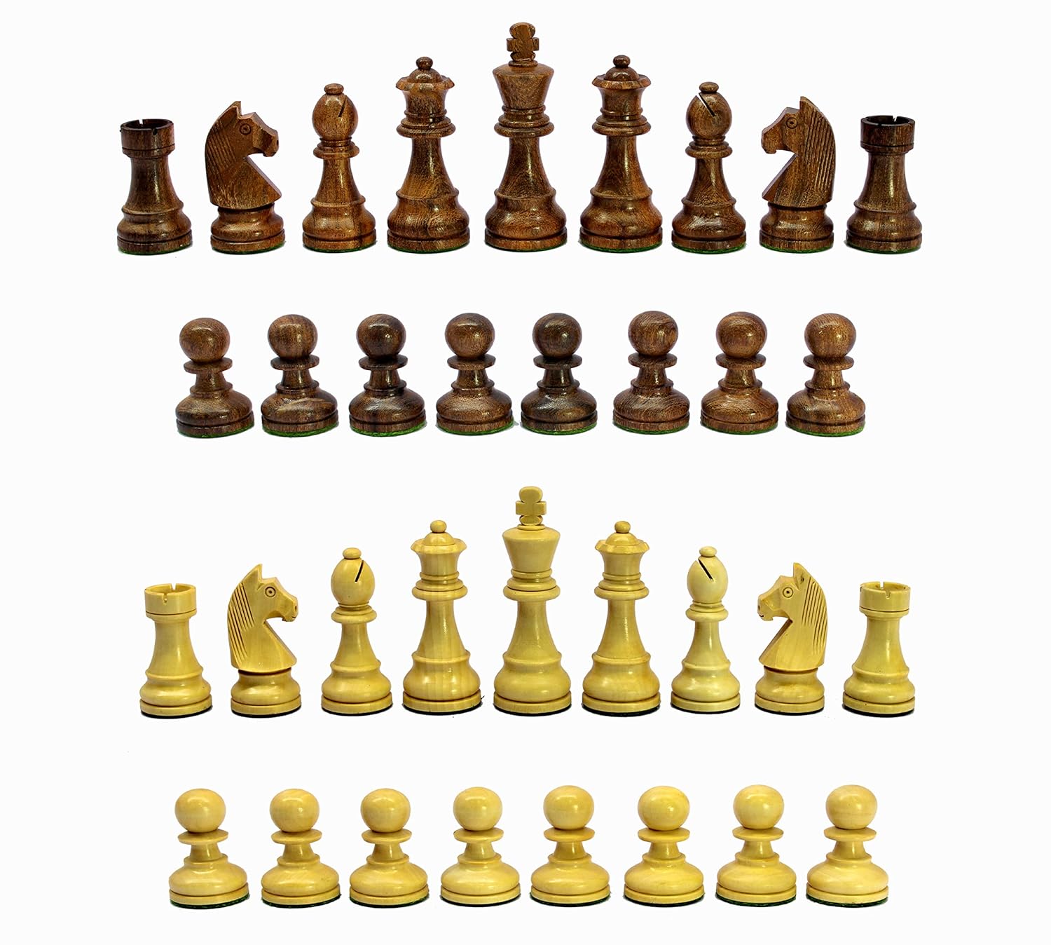 StonKraft Staunton Style Wooden Chess Pieces Chessmen Chess Coins (3.75" King), All Age, Brown