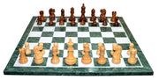 StonKraft 20" X 20" Collectible Green Marble Chess Game Board Set Wood Crafted Pieces Chessmen Coins