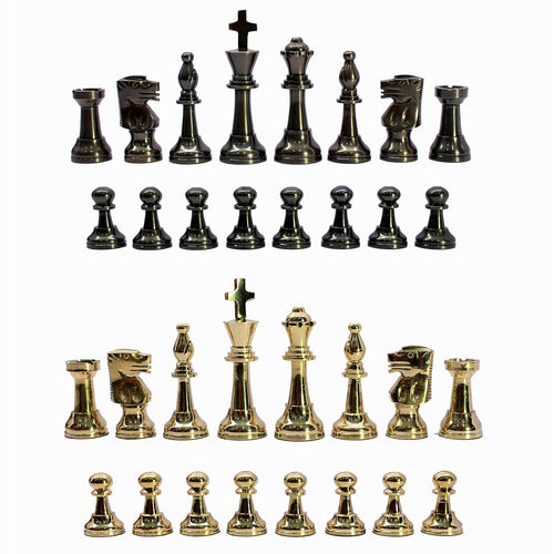 StonKraft Brass Chess Pieces Chess Coins Pawns Chessmen (Gold, Wood, 3