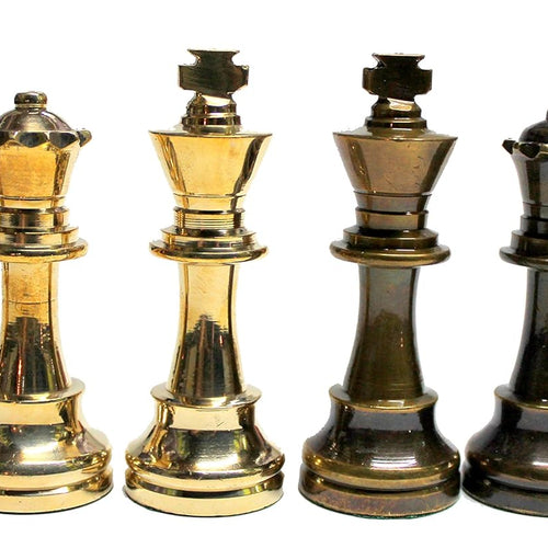 StonKraft Brass Chess Pieces Chess Coins Pawns Chessmen (Gold, Wood, 3