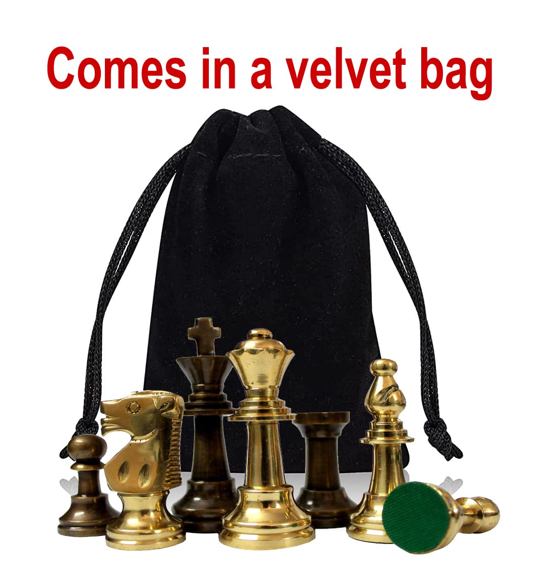 StonKraft Brass Chess Pieces Chess Coins Pawns Chessmen (Gold, Wood, 3" Staunton)