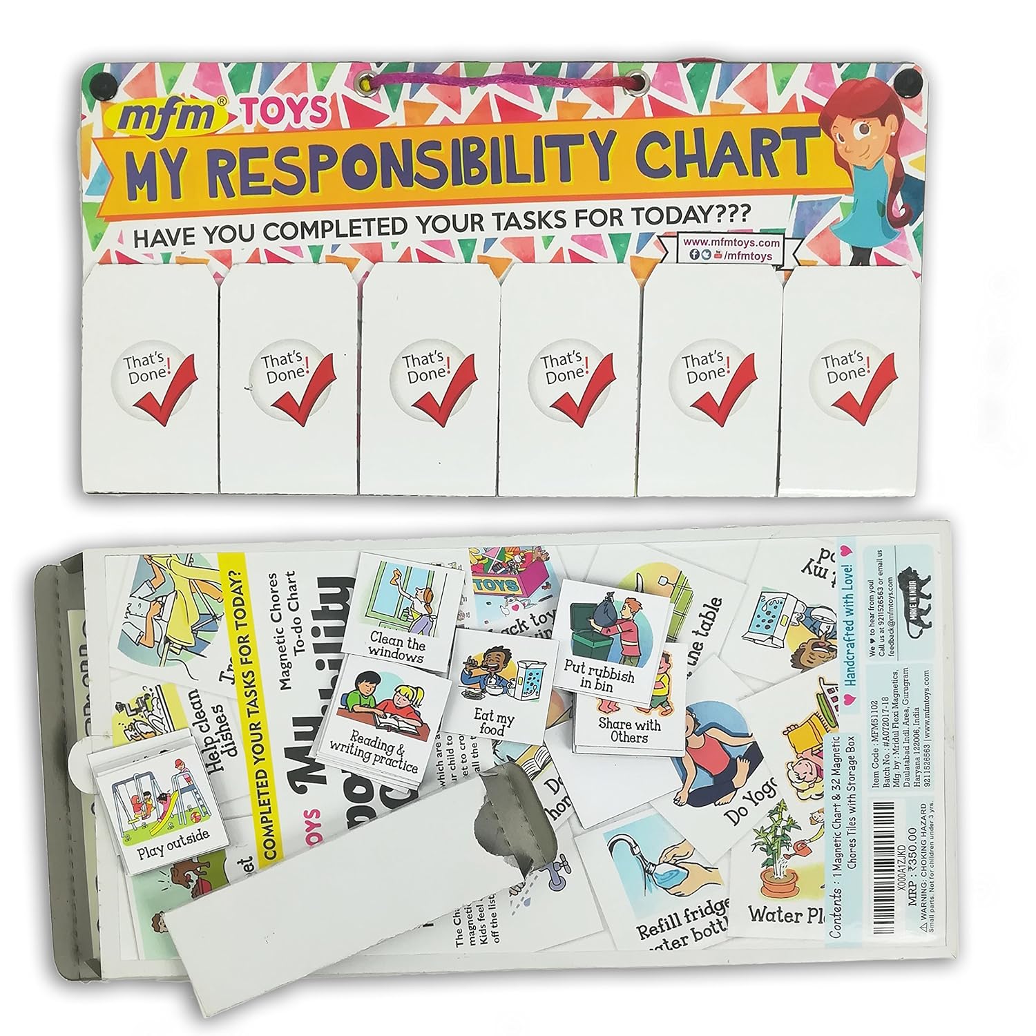MFM Toys My Responsibility Chart | Daily Chores Chart (for Kindergarten Kids Even Helps Older Kids) A Happy Family Game Where Everyone Helps in Daily Household Chores