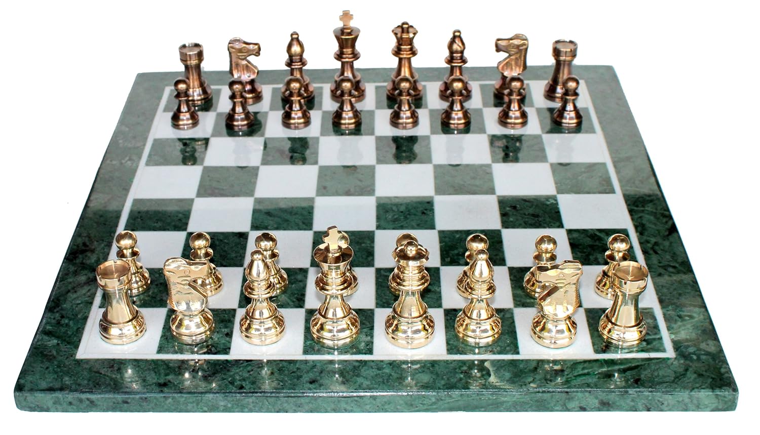 StonKraft 15" X 15" Collectible Marble Chess Game Board Set + Brass Crafted Pieces,for Kids & Adults