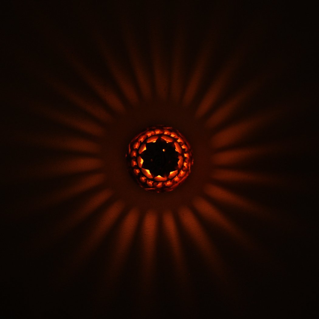 Soapstone Candle / Tealight / Votive Holder Sculpture with Elephant Figures and Tendrils Carved on the Side and a Rosette on the Top [Small - Appx. 3 X 2.5 Inches ]