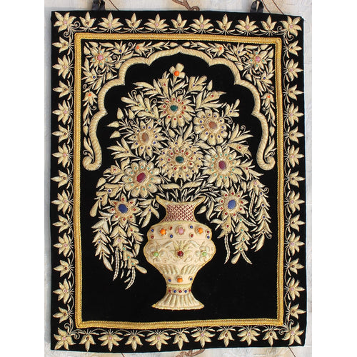 StonKraft Velvet Wall Hanging (18x24 inch, Golden)