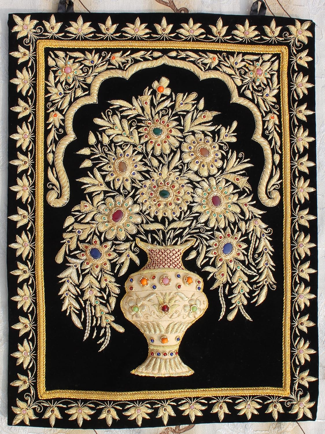 StonKraft Velvet Wall Hanging (18x24 inch, Golden)