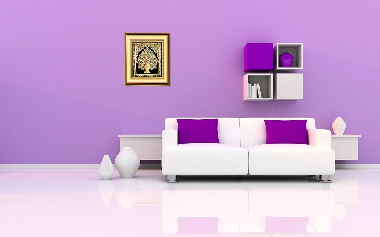 StonKraft Velvet Wall Hanging (18x24 inch, Golden)