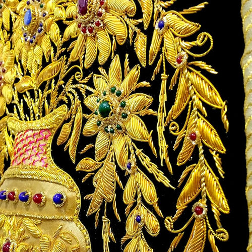 StonKraft Velvet Wall Hanging (18x24 inch, Golden)