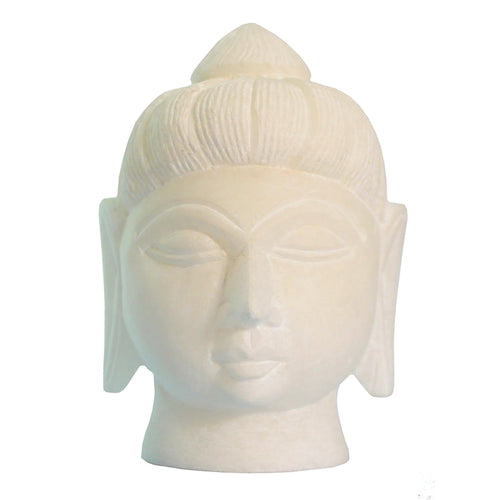StonKraft White Indian Marble Stone Buddha Head Idol (3 Inch)