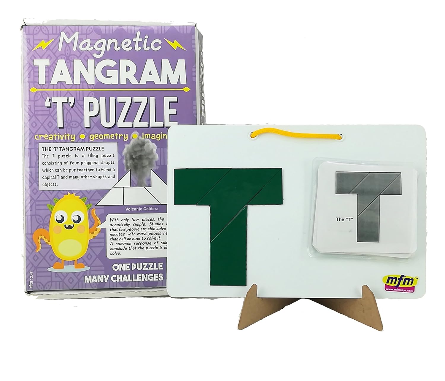 MFM Toys Magnetic Letter 'T' Puzzle Tangram - (4 Pcs.) - Travel Edition