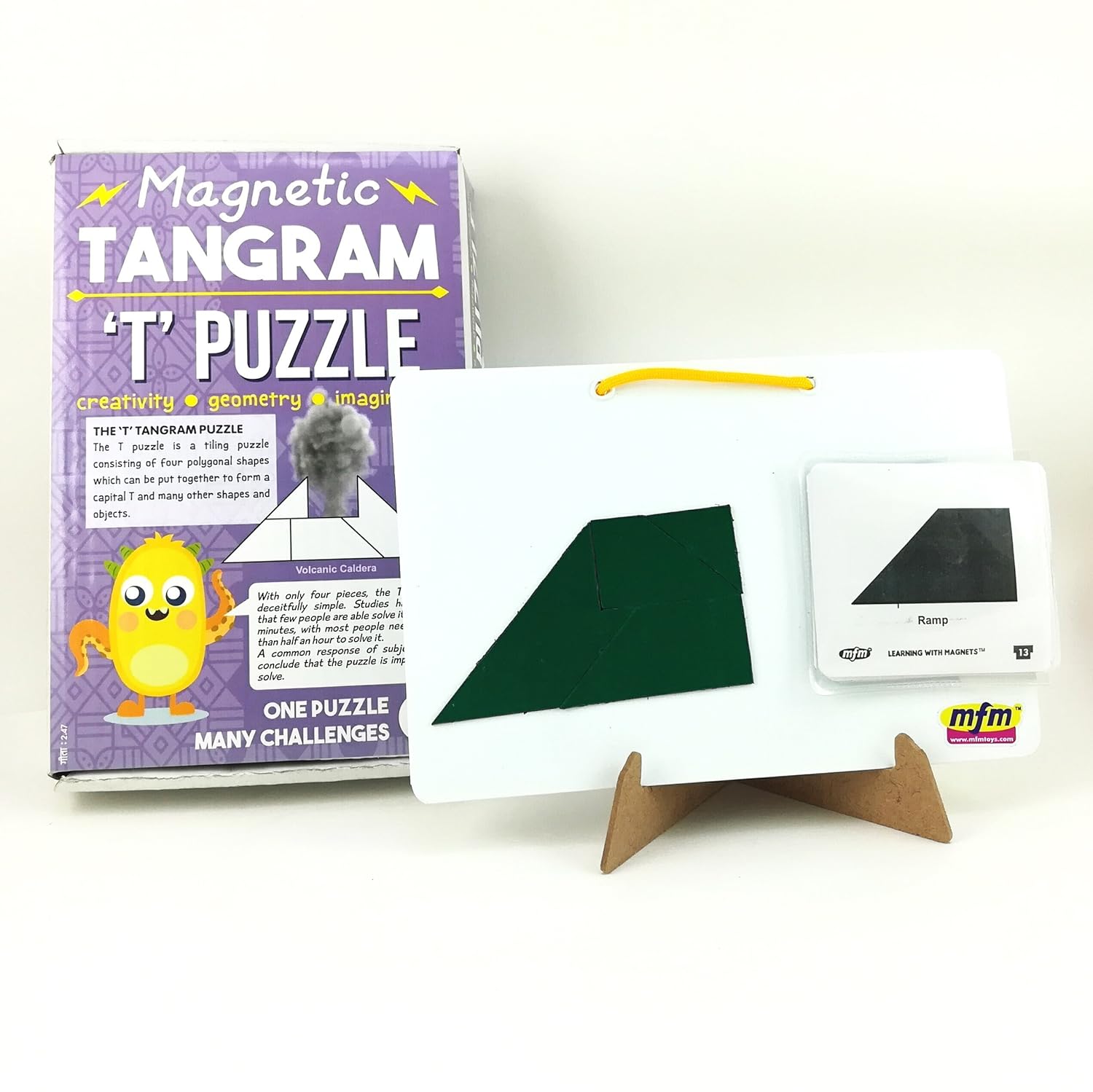 MFM Toys Magnetic Letter 'T' Puzzle Tangram - (4 Pcs.) - Travel Edition