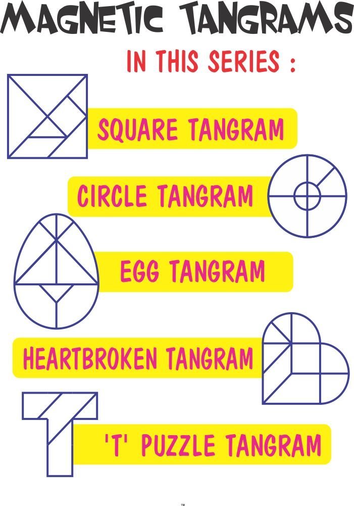 MFM Toys Magnetic Letter 'T' Puzzle Tangram - (4 Pcs.) - Travel Edition