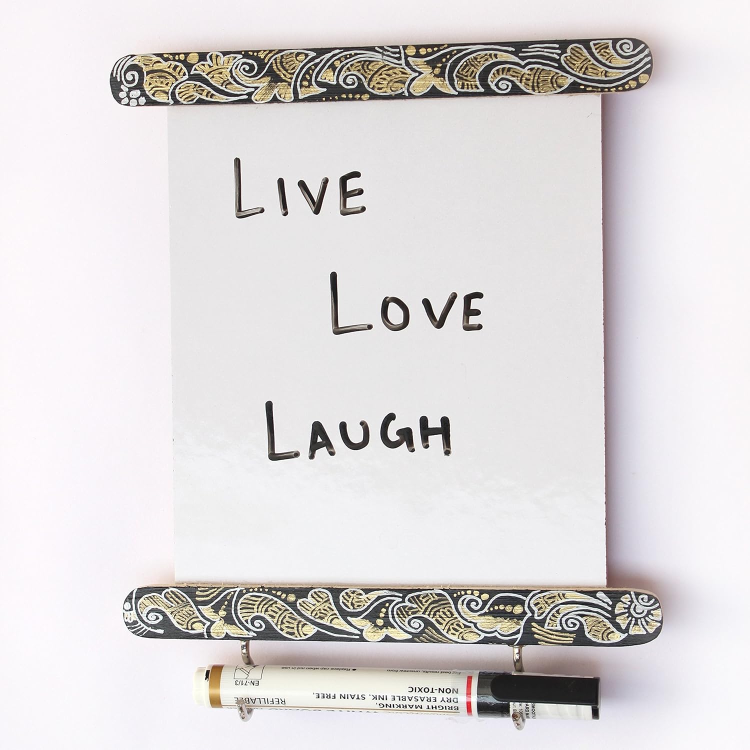 IVEI Wooden Fridge Magnet with a whiteboard and Hooks (Long, Mehndi)