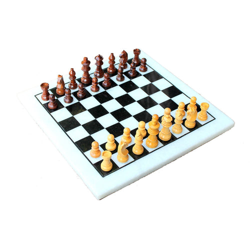 StonKraft White Marble Chess Board Game Set (12