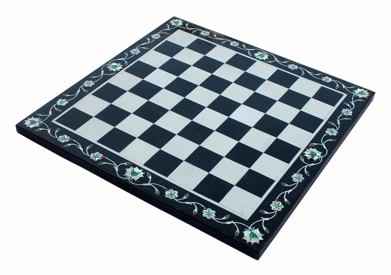 StonKraft 15"x15" Collectible Marble Pietra Dura Chess Board Without Pieces - Appropriate Wooden & Brass Chess Pieces Chessmen Separately Availabe by StonKraft Brand