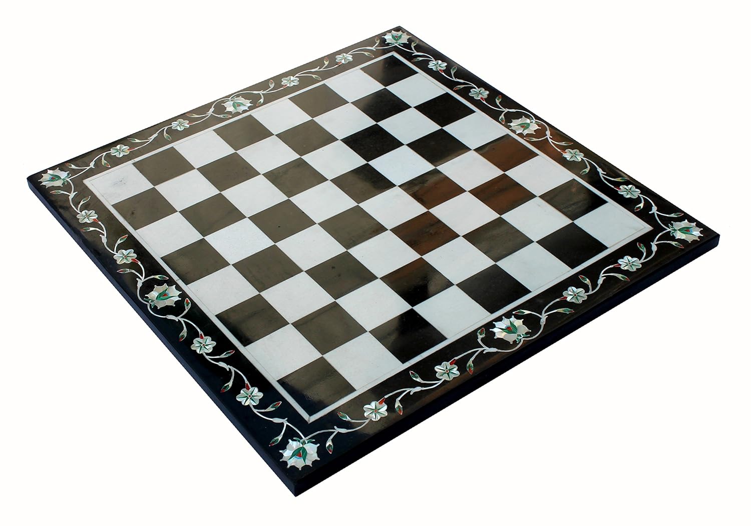 StonKraft 15"x15" Collectible Marble Pietra Dura Chess Board Without Pieces - Appropriate Wooden & Brass Chess Pieces Chessmen Separately Availabe by StonKraft Brand