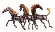 StonKraft Brass Three Running Horses Sculpture Statue Wall Hanging Showpiece Figurine Sculpture - Home Decor | Brown - 16.5" Inches (Large)