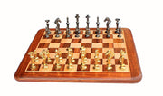 StonKraft - 15" X 15? Collectible Acacia Wood Wooden Chess Game Board Set + Brass Figure Pieces