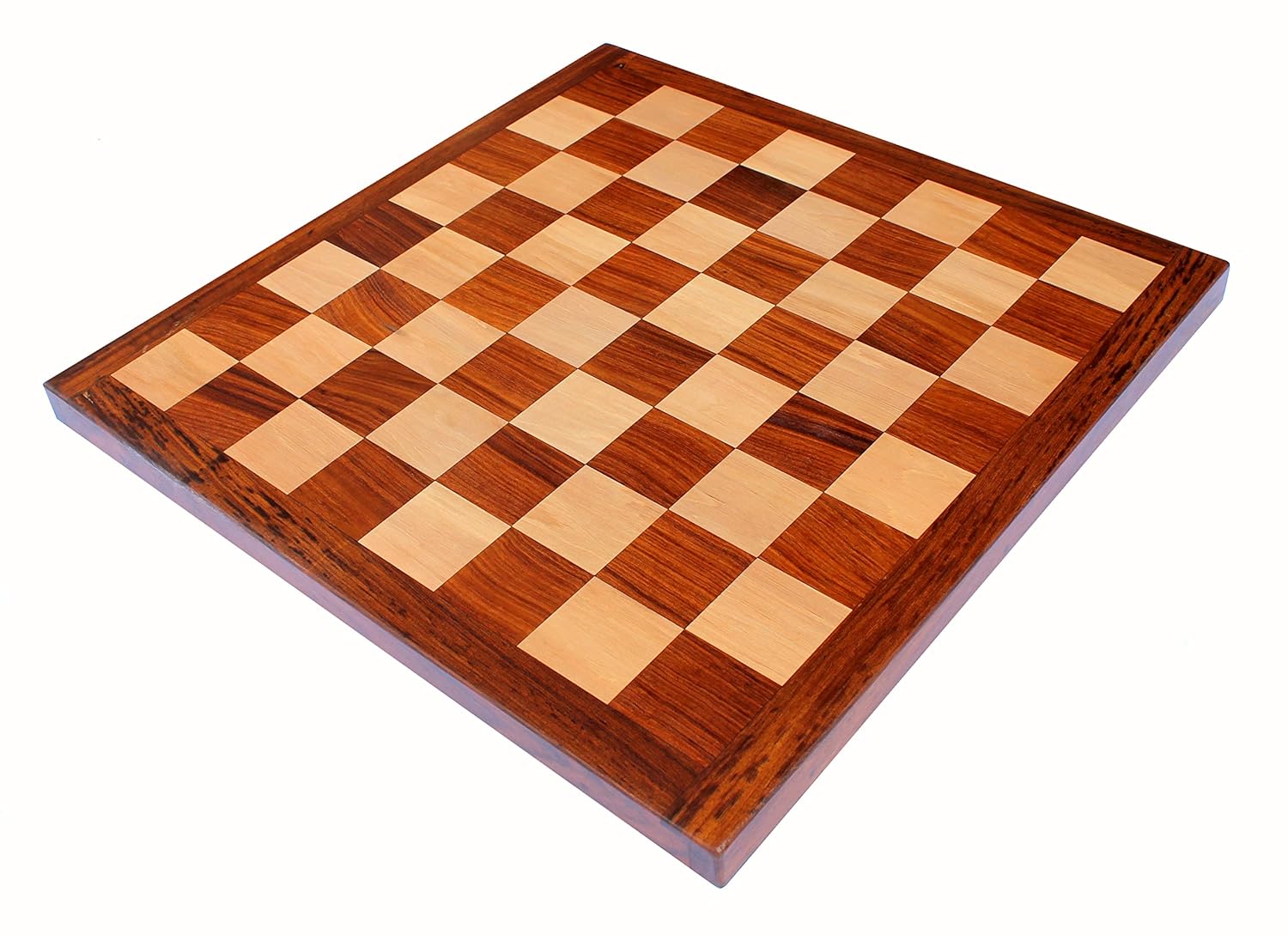 StonKraft - 16" X 16" Collectible Acacia Wood Chess Game Board Set + Brass Wooden Pieces