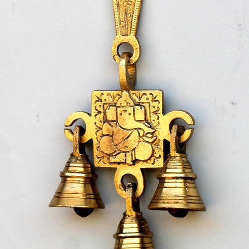 StonKraft Brass Ganesh Ganesha Bells Wall Hanging - 6.5 inches