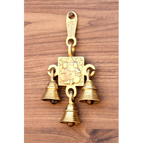 StonKraft Brass Ganesh Ganesha Bells Wall Hanging - 6.5 inches