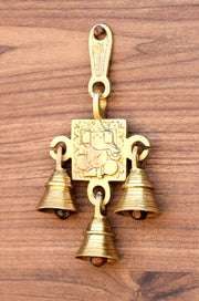 StonKraft Brass Ganesh Ganesha Bells Wall Hanging - 6.5 inches