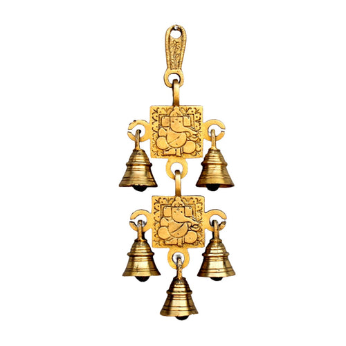 StonKraft Brass Ganesha Ganesh Bells Door/Wall Hanging - 15 inches