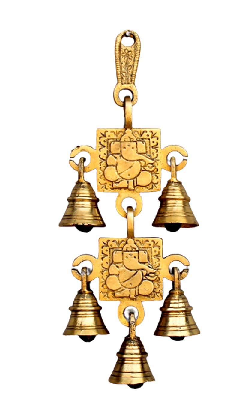 StonKraft Brass Ganesha Ganesh Bells Door/Wall Hanging - 15 inches