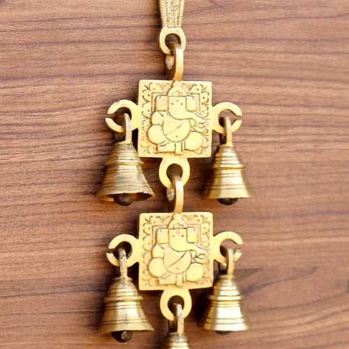 StonKraft Brass Ganesha Ganesh Bells Door/Wall Hanging - 15 inches