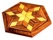StonKraft Wooden Rosewood Small Wooden 30-Piece Star Jigsaw/Tangram Puzzle Board