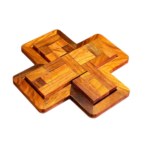 StonKraft Wooden Jigsaw/Tangram Puzzle Board (Cross Puzzle)