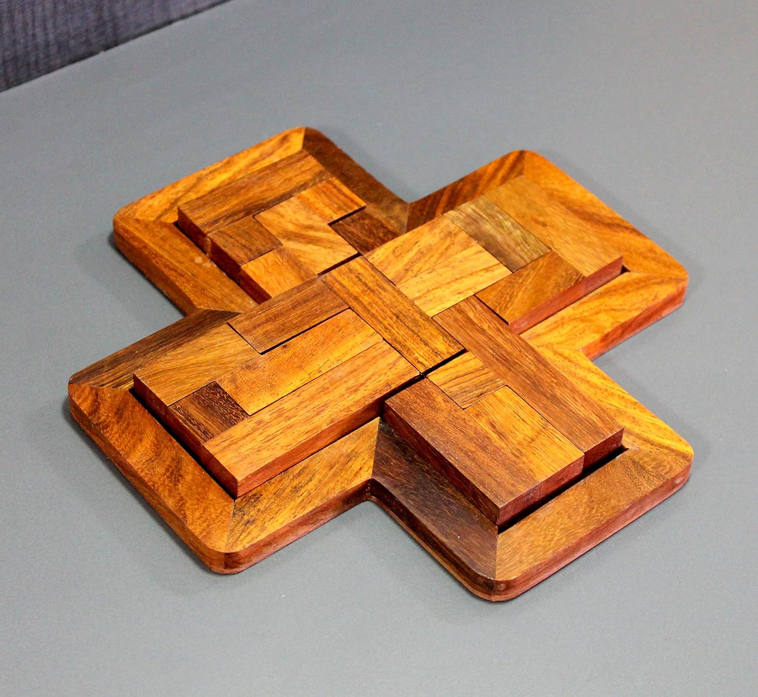 StonKraft Wooden Jigsaw/Tangram Puzzle Board (Cross Puzzle)