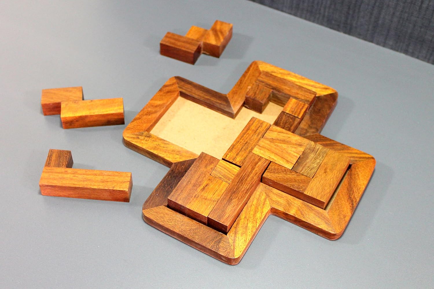 StonKraft Wooden Jigsaw/Tangram Puzzle Board (Cross Puzzle)