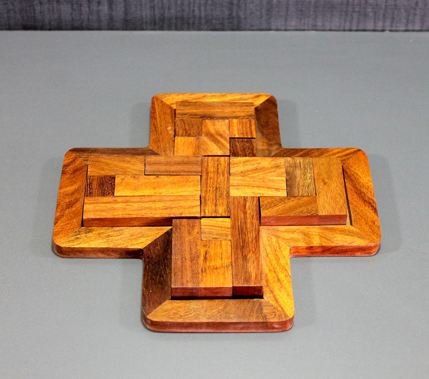StonKraft Wooden Jigsaw/Tangram Puzzle Board (Cross Puzzle)