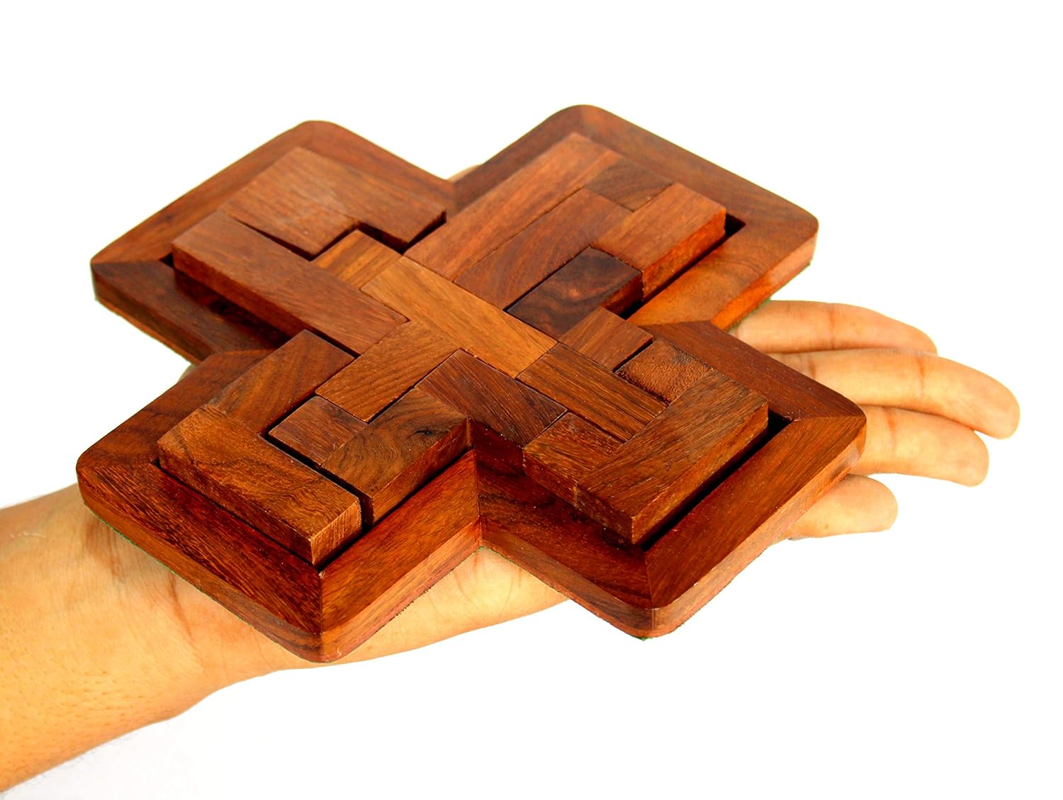StonKraft Wooden Jigsaw/Tangram Puzzle Board (Cross Puzzle)