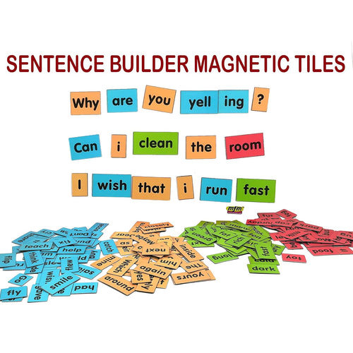 MFM TOYS Enhanced Sentence Builder Kit | English Language | 280 Magnetic Tiles (Ages 5+) (Includes Magnetic WhiteBoard Slate)