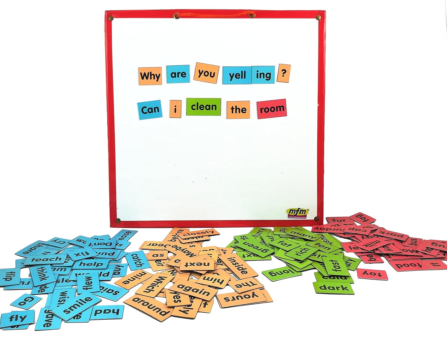 MFM TOYS Enhanced Sentence Builder Kit | English Language | 280 Magnetic Tiles (Ages 5+) (Includes Magnetic WhiteBoard Slate)