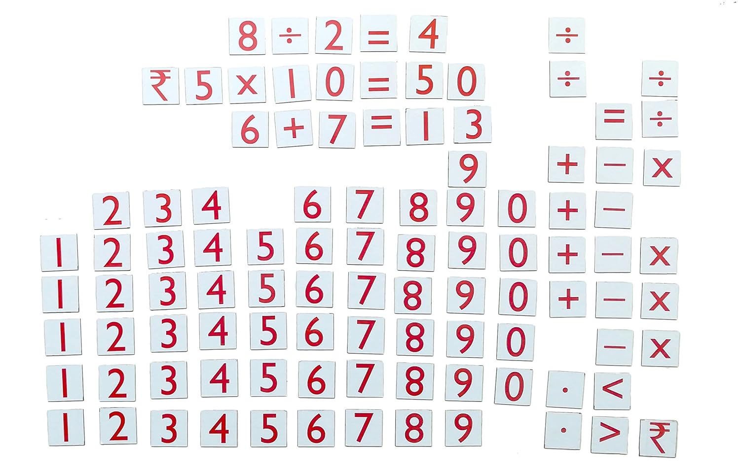 MFM Toys Numerals and Operations Signs ~ Magnetic Maths Manipulatives for Classroom/Home | 100 Magnetic Tiles | (Does not Include Magnetic Board)