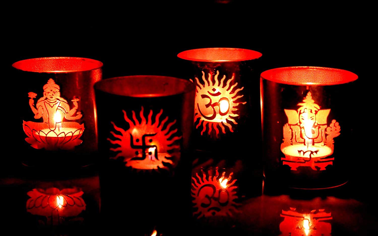 Esplanade Glass Tealight Holders Ð Pack of 4 | Decorative Candle Holders for Home DŽcor, Festive Lighting & Table Centerpieces