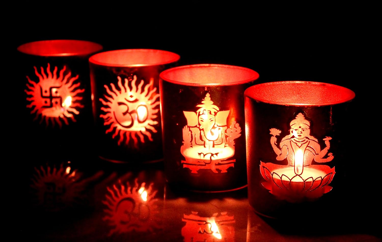 Esplanade Glass Tealight Holders Ð Pack of 4 | Decorative Candle Holders for Home DŽcor, Festive Lighting & Table Centerpieces